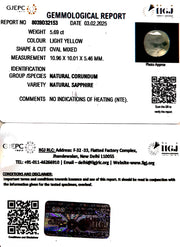 5.69/CT Natural Yellow Sapphire With Govt Lab Certificate